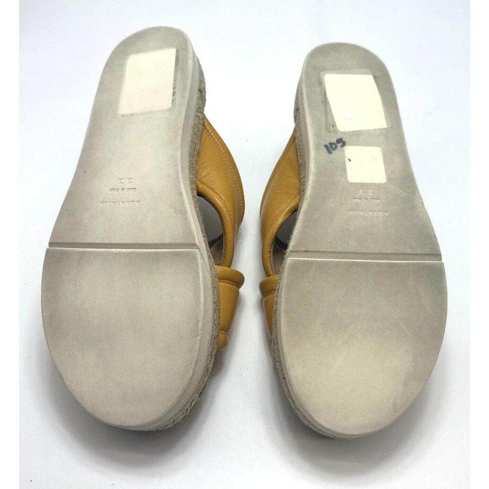Aquatalia Saila Nappa‎ Leather Platform Espadrille Sandals Made In Spain